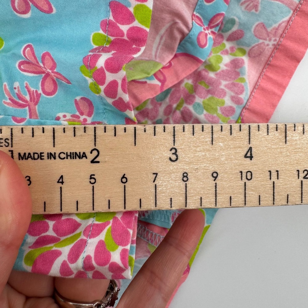 Lilly Pulitzer Mini Skirt Womens 2 Blue Pink Elephant Floral Print A-Line Cotton - Picture 3 of 6